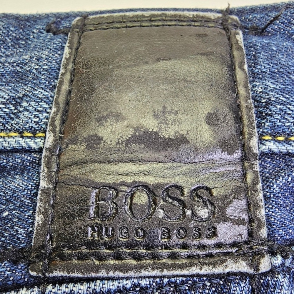 Hugo Boss Mens Dark Wash Straight Leg Distressed Denim Jeans 34x32 - Picture 6 of 16
